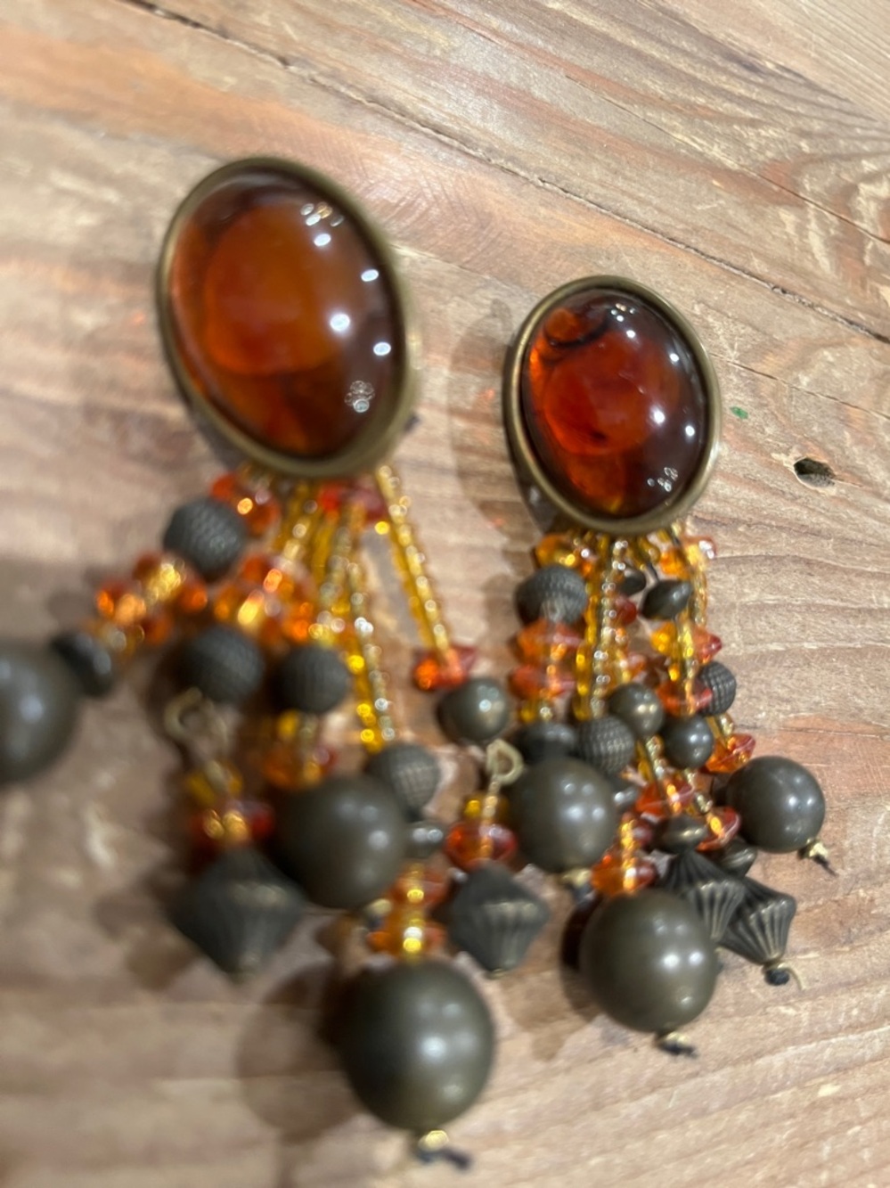 Amber Bead Cascade Drop Earrings - Women Jewelry